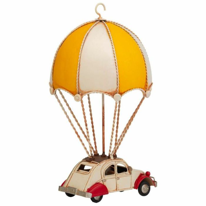 Figura Decorativa Alexandra House Living Amarillo Hierro ABS Globo Coche Paracaídas 17 x 31 x 18 cm 3