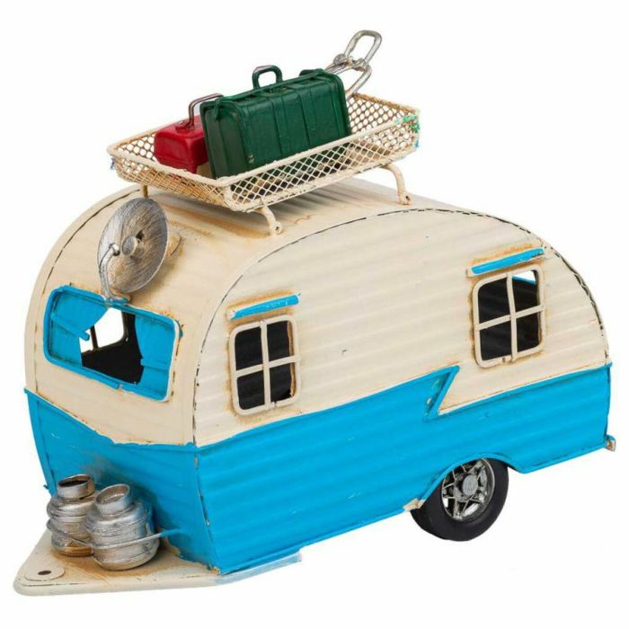 Figura Decorativa Alexandra House Living Azul claro Hierro ABS Caravana Remolque 9 x 15 x 41 cm 4