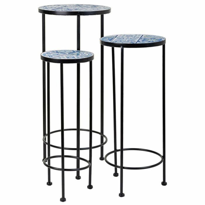 Soporte para Maceta Alexandra House Living Negro Hierro Azulejo 30 x 68 x 30 cm 3 Piezas