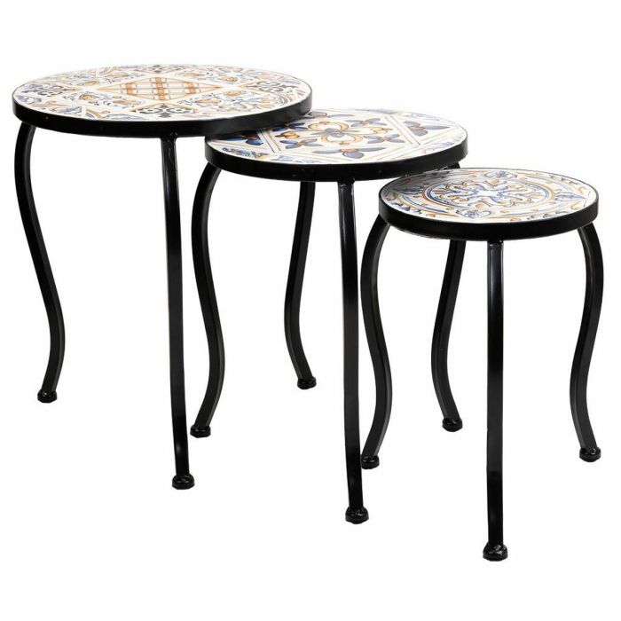 Soporte para Maceta Alexandra House Living Negro Hierro Azulejo 33 x 37 x 33 cm 3 Piezas 4