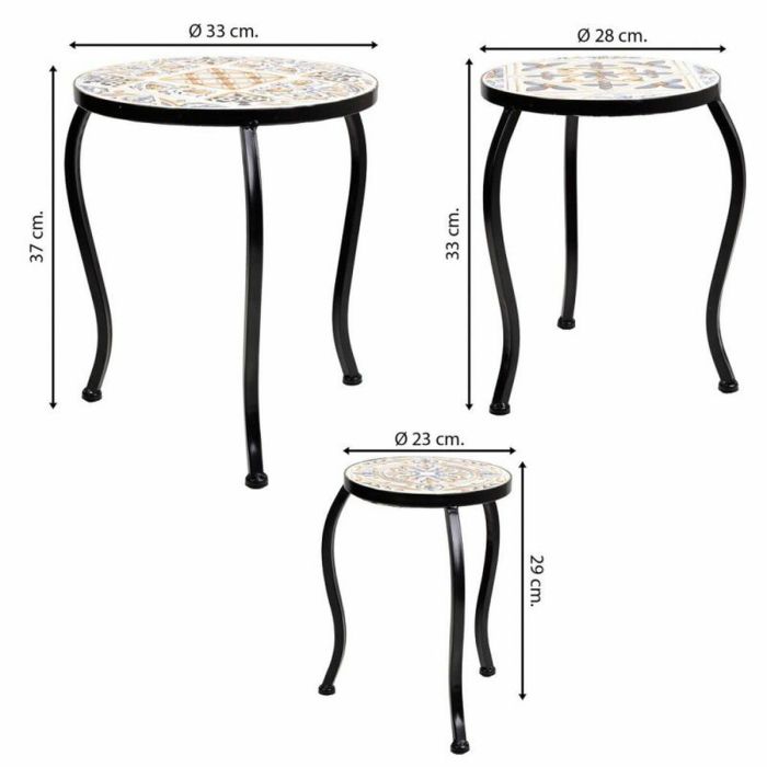 Soporte para Maceta Alexandra House Living Negro Hierro Azulejo 33 x 37 x 33 cm 3 Piezas 5