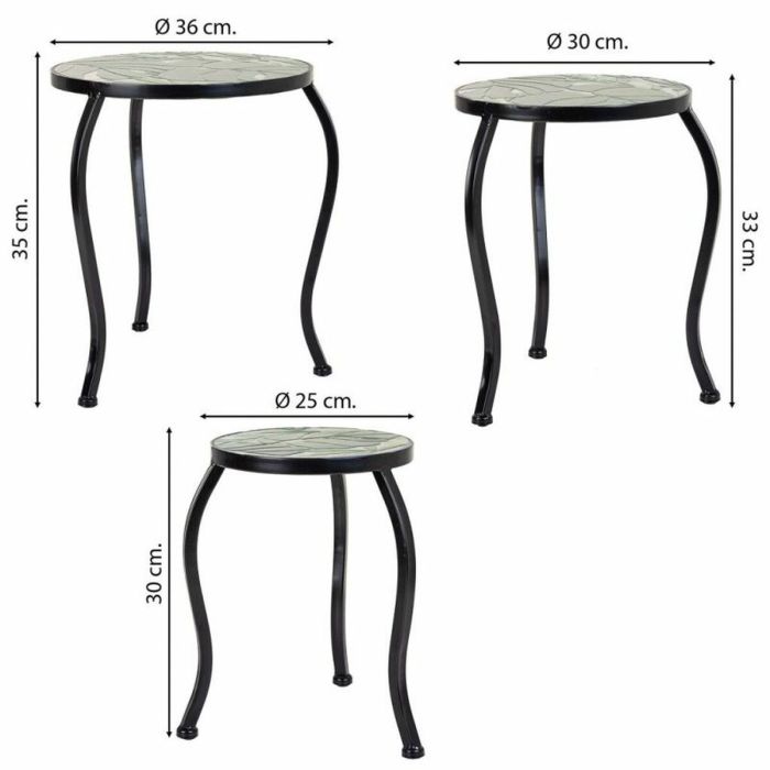 Soporte para Maceta Alexandra House Living Negro Hierro Azulejo 35 x 36 x 35 cm 3 Piezas 4