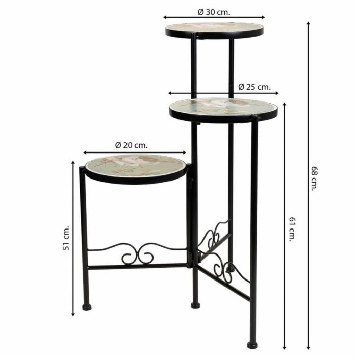 Soporte para Maceta Alexandra House Living Negro Hierro Azulejo 30 x 68 x 30 cm 3