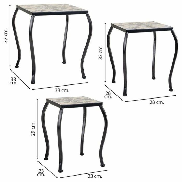 Soporte para Maceta Alexandra House Living Negro Hierro Azulejo 33 x 37 x 33 cm 3 Piezas 5