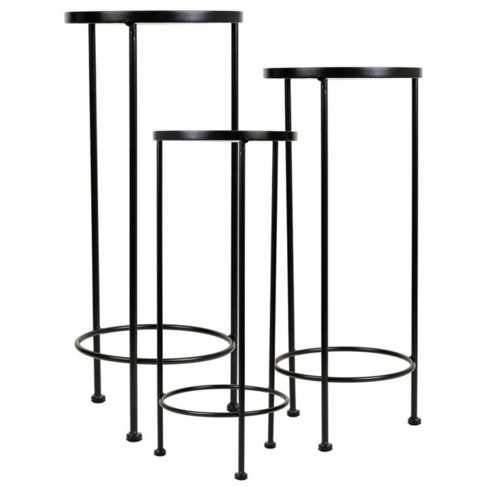 Soporte para Maceta Alexandra House Living Negro Hierro Azulejo 30 x 68 x 30 cm 3 Piezas 6