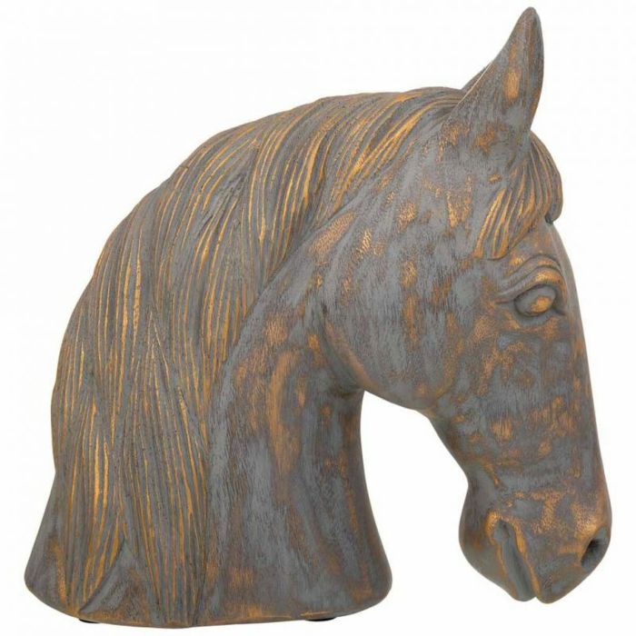 Figura Decorativa Alexandra House Living Gris Dorado Poliresina Caballo 15 x 31 x 31 cm 5