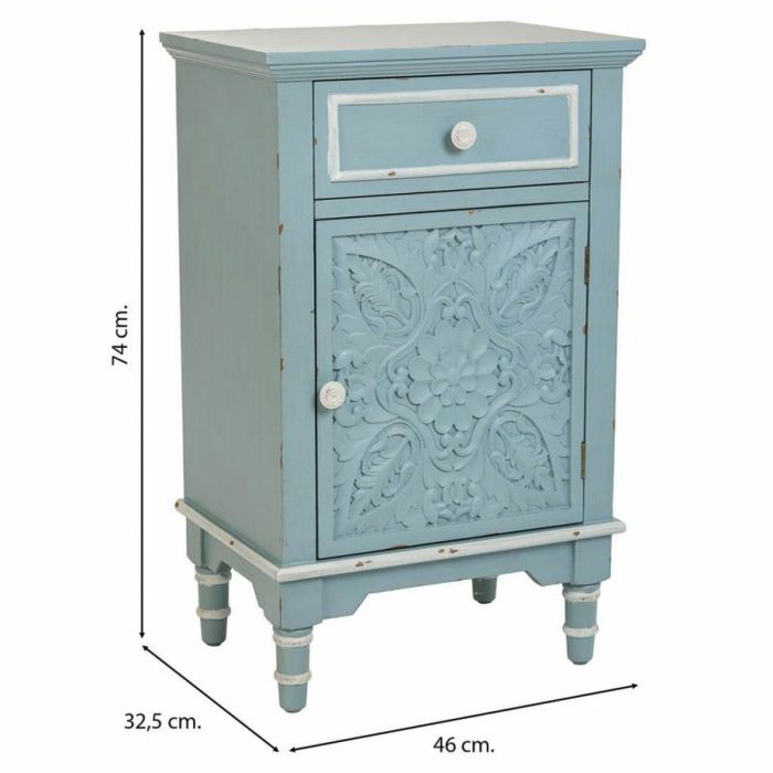 Mesita de Noche Alexandra House Living Azul Blanco 32 x 74 x 46 cm 6