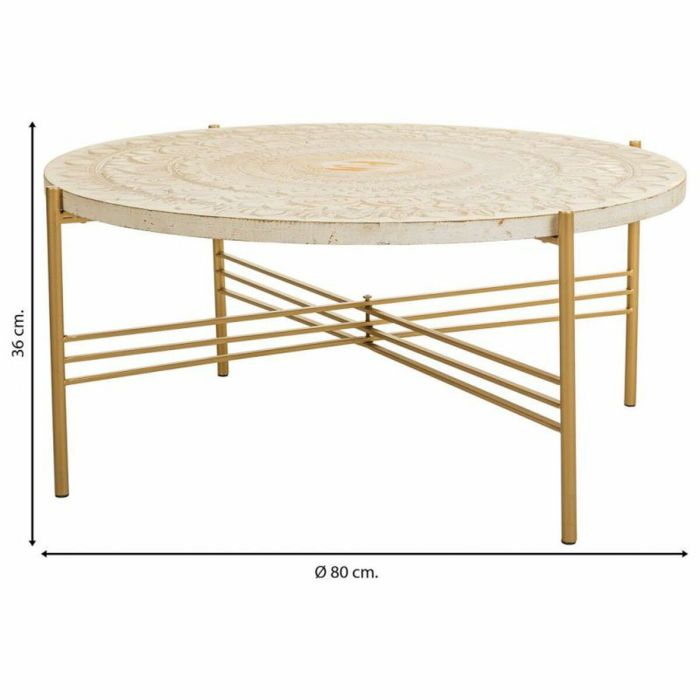 Mesa de Centro Alexandra House Living Blanco Metal Madera de abeto Madera MDF 80 x 36 x 80 cm 4