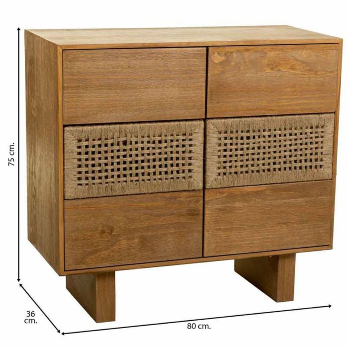 Cómoda Alexandra House Living Marrón Cuerda Madera de abeto Madera de Paulonia 36 x 75 x 80 cm 6