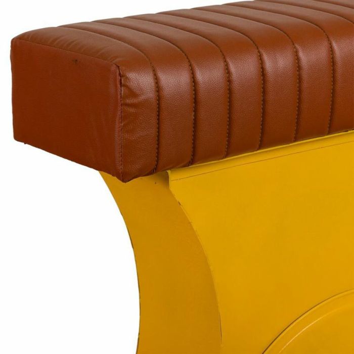 Taburete Alexandra House Living Amarillo PVC Cuero Hierro 50 x 75 x 95 cm Moto 1