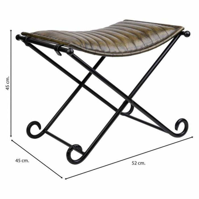 Banqueta Alexandra House Living Verde Cuero Metal Hierro 45 x 45 x 52 cm 4