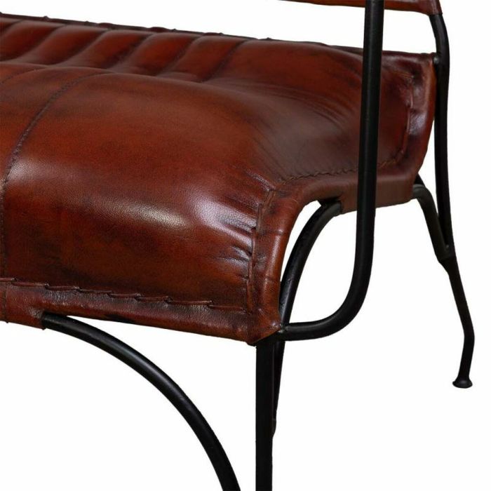 Banco Alexandra House Living Marrón Cuero Metal Hierro 62 x 75 x 112 cm 1