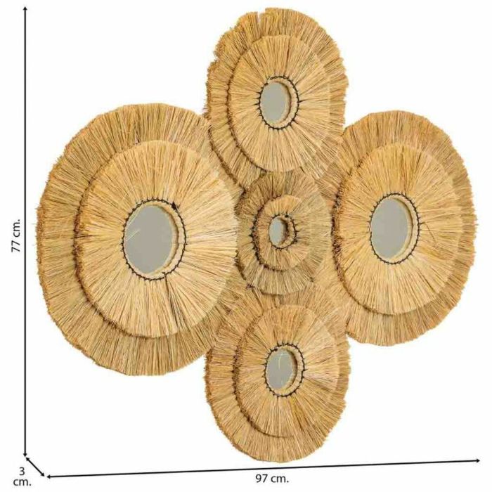 Espejo de pared Alexandra House Living Marrón Hierro Fibra natural 77 x 3 x 97 cm 6