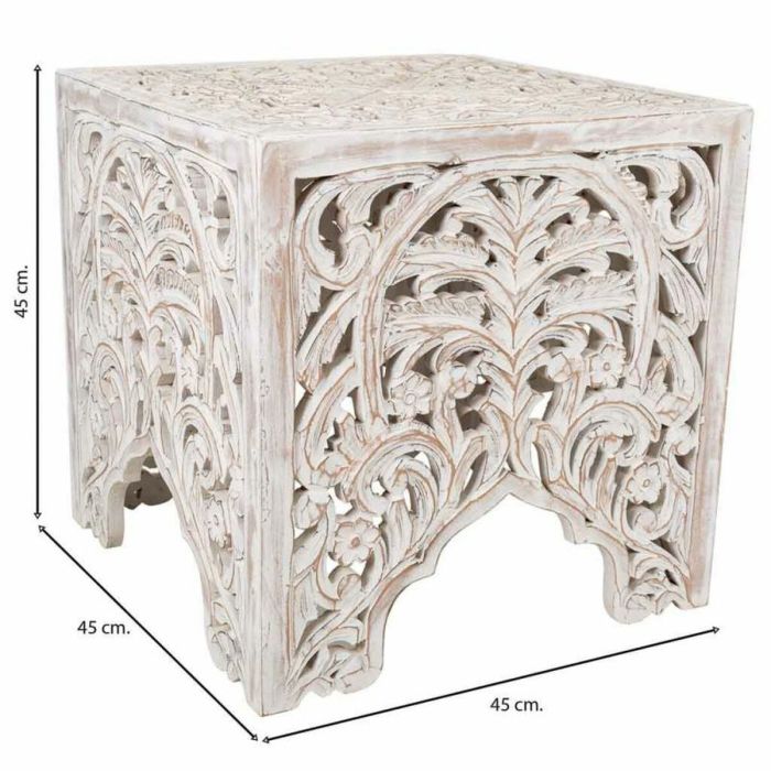 Mesa de Centro Alexandra House Living Blanco Madera de mango 45 x 45 x 45 cm 3