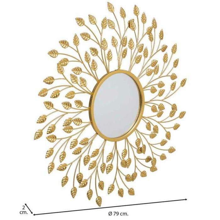 Espejo de pared Alexandra House Living Oro Metal Hierro Espejo 2 x 79 x 79 cm 5