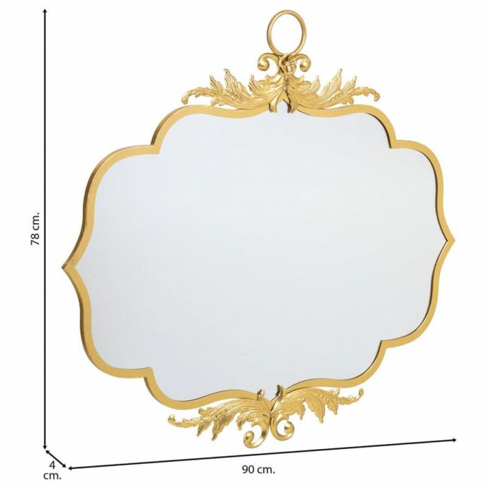 Espejo de pared Alexandra House Living Oro Metal Hierro Espejo 4 x 90 x 78 cm 5