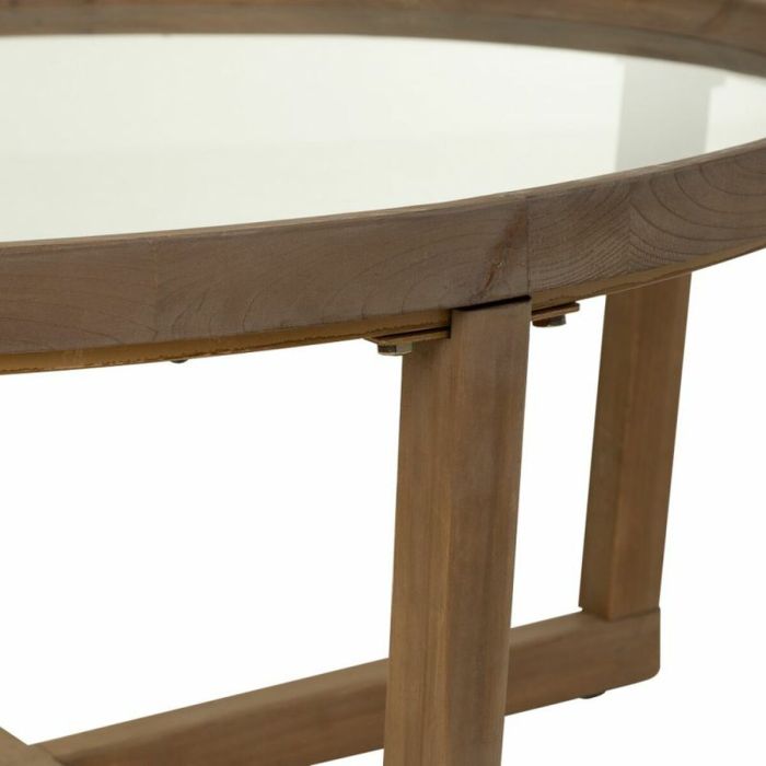 Mesa de Centro Alexandra House Living Marrón Hierro Madera de abeto Vidrio templado 100 x 43 x 100 cm 4