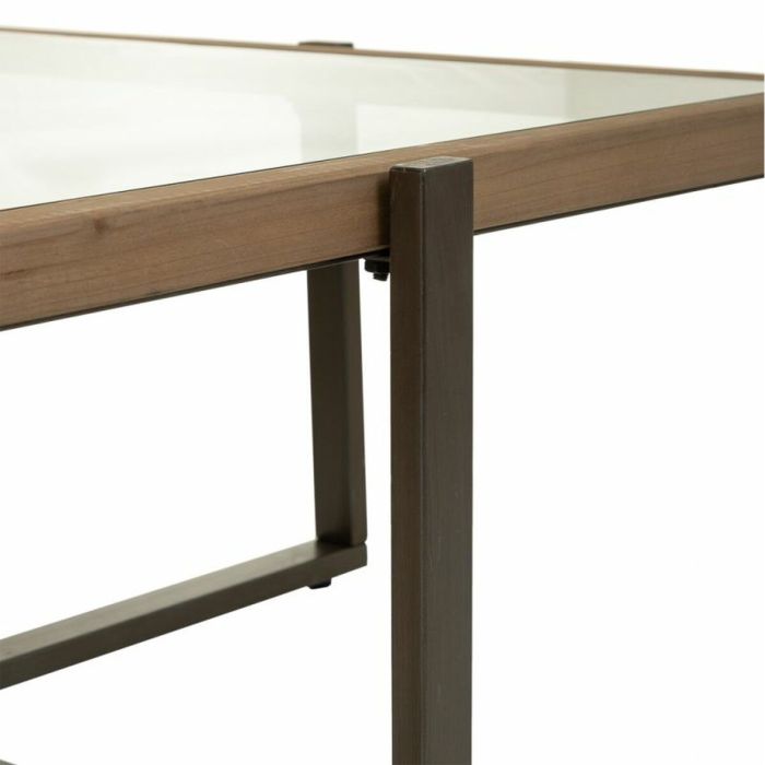 Mesa de Centro Alexandra House Living Marrón Hierro Madera de abeto Vidrio templado 99 x 40 x 99 cm 4