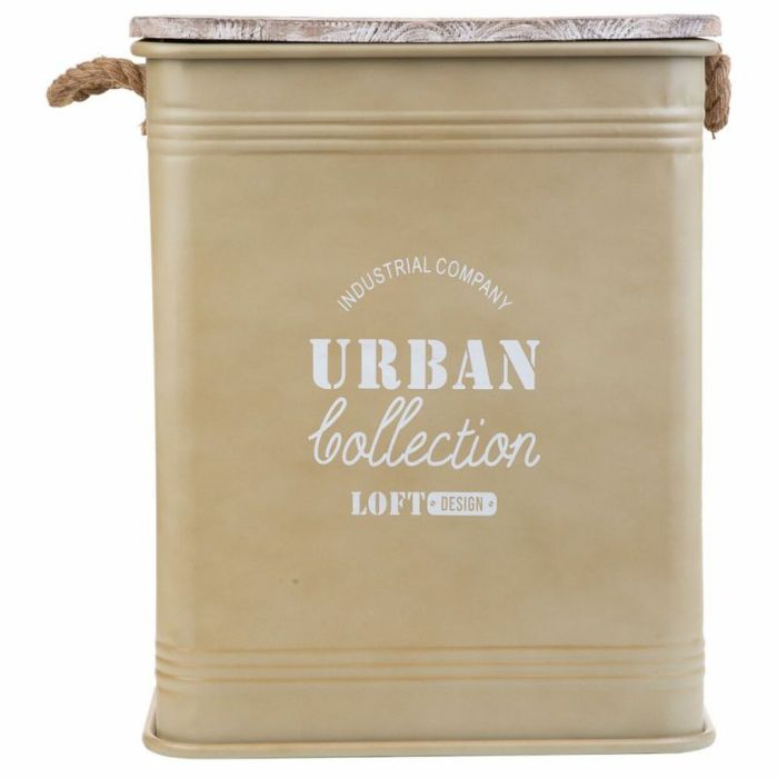 Cesto para la Ropa Sucia Alexandra House Living Urban Beige Cáñamo Metal Madera de abeto 7