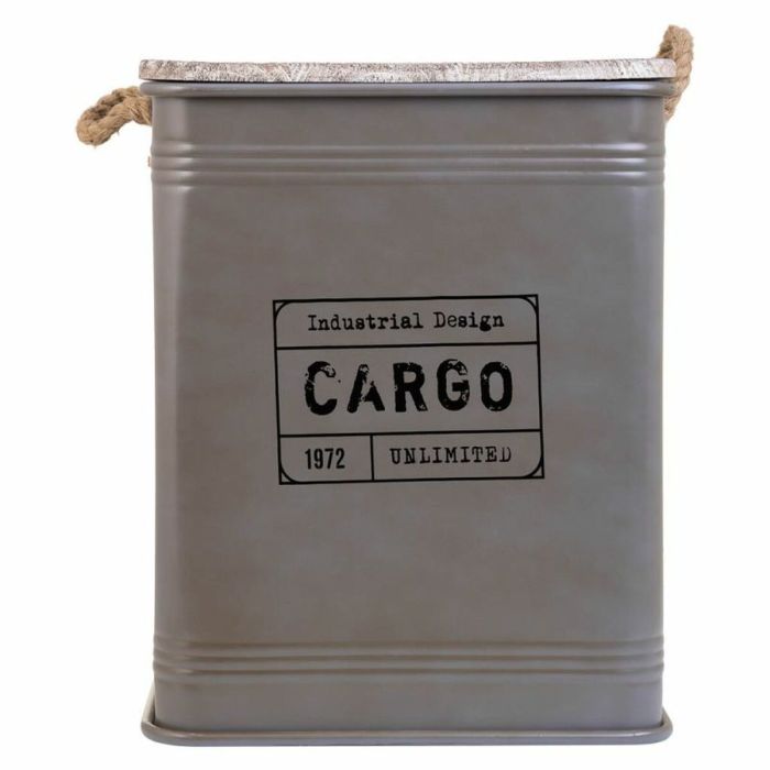 Cesto para la Ropa Sucia Alexandra House Living Cargo Gris Cáñamo Metal Madera de abeto 7