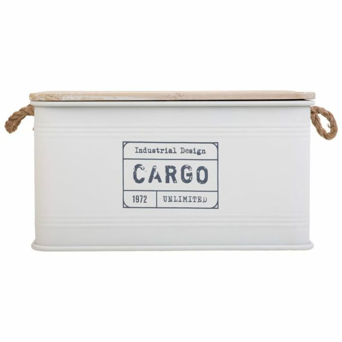 Baúl Alexandra House Living Cargo Blanco Cáñamo Metal Madera de abeto 38 x 60 x 33 cm 7