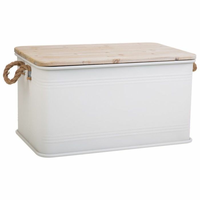 Baúl Alexandra House Living Cargo Blanco Cáñamo Metal Madera de abeto 38 x 60 x 33 cm 5