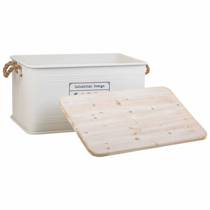 Baúl Alexandra House Living Cargo Blanco Cáñamo Metal Madera de abeto 38 x 60 x 33 cm 4