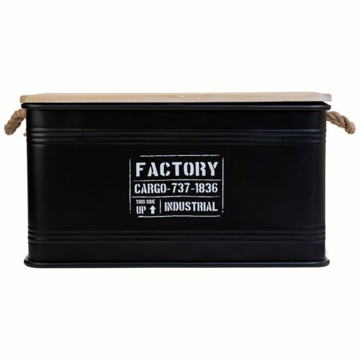 Baúl Alexandra House Living Factory Negro Cáñamo Metal Madera de abeto 38 x 60 x 33 cm 7