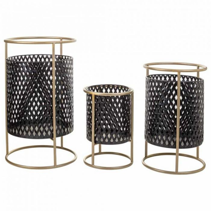 Set de Maceteros Alexandra House Living Negro Metal Hierro 27 x 74 x 27 cm 3 Piezas 6