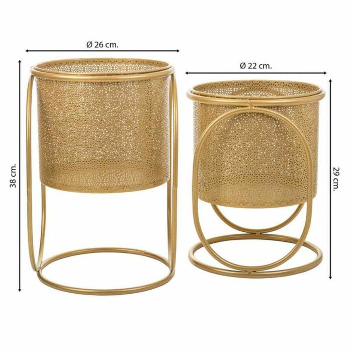 Set de Maceteros Alexandra House Living Oro Metal Hierro 26 x 178 x 26 cm 2 Piezas 6