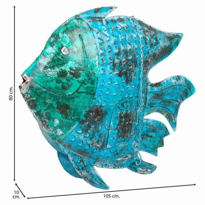 Figura Decorativa Alexandra House Living Azul Madera de mango Pez 10 x 80 x 105 cm 6