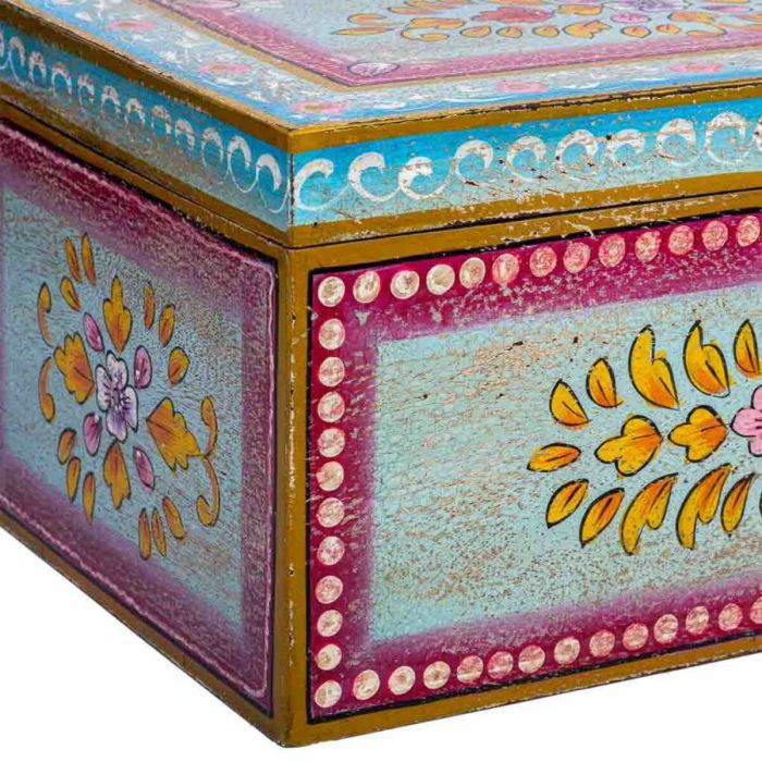 Baúl Alexandra House Living Multicolor Madera de mango 28 x 22 x 46 cm Estilo artesanal 1