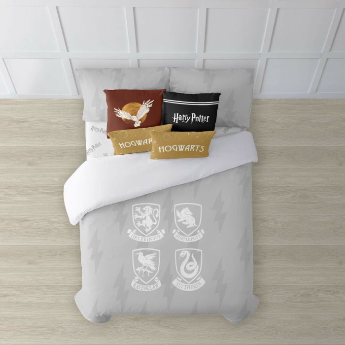 Funda Nórdica Harry Potter Hogwarts Shields Multicolor 175 Hilos 155 x 220 cm Cama de 90