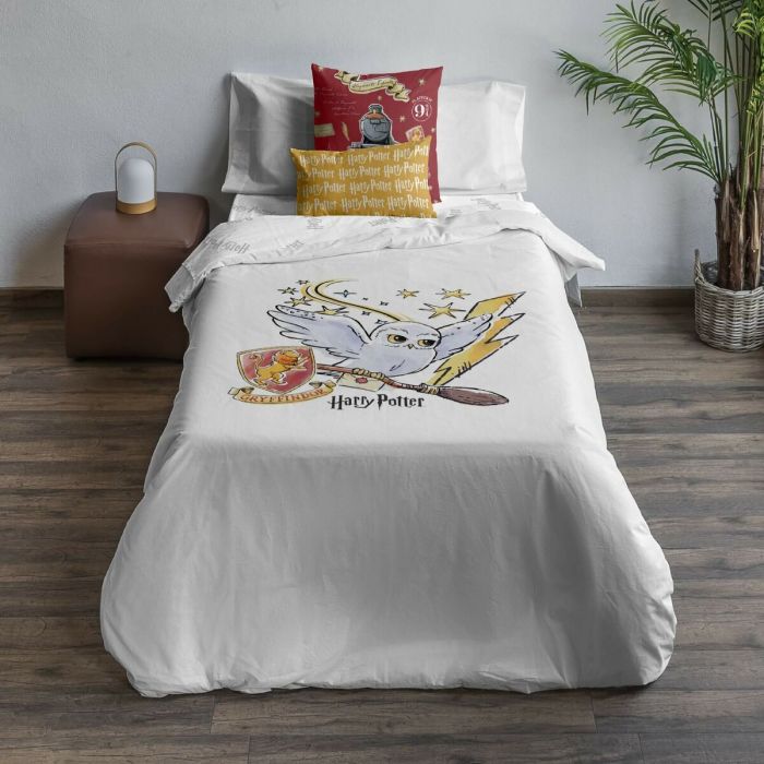 Funda Nórdica Harry Potter Hedwig Multicolor 175 Hilos 140 x 200 cm Cama de 80