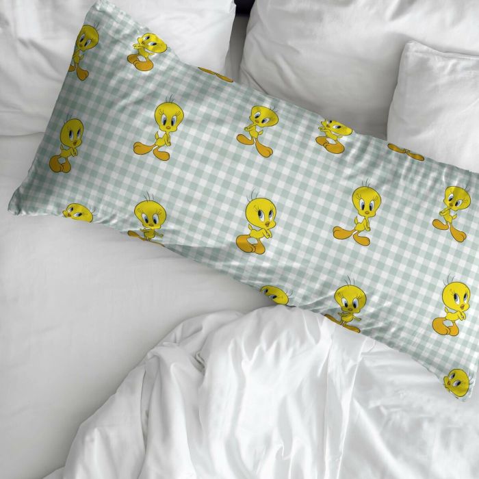 Funda de almohada Looney Tunes Tweety Vichy Verde 45 x 125 cm 1