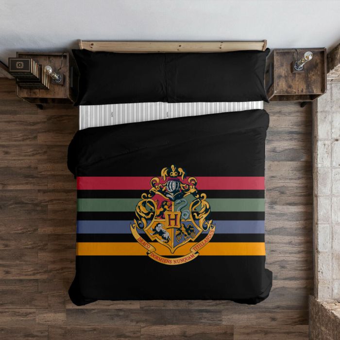 Funda Nórdica Harry Potter Hogwarts Negro Multicolor 175 Hilos 155 x 220 cm Cama de 90