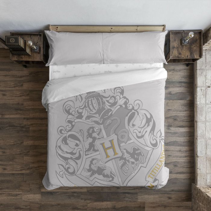 Funda Nórdica Harry Potter Hogwarts Gris 220 x 220 cm Cama de 135/140