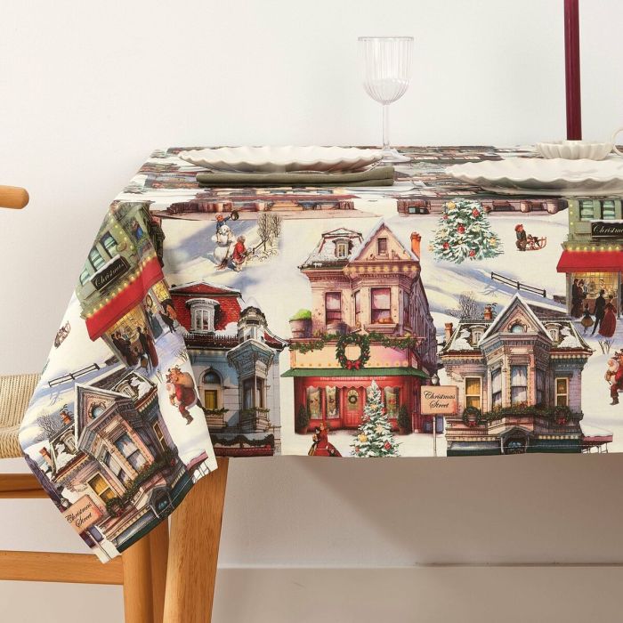 Mantel resinado antimanchas Belum Christmas City Multicolor 150 x 150 cm