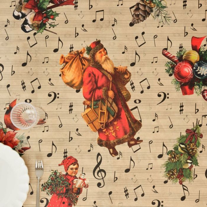 Mantel resinado antimanchas Mauré Christmas Sheet Music 100 x 140 cm 2