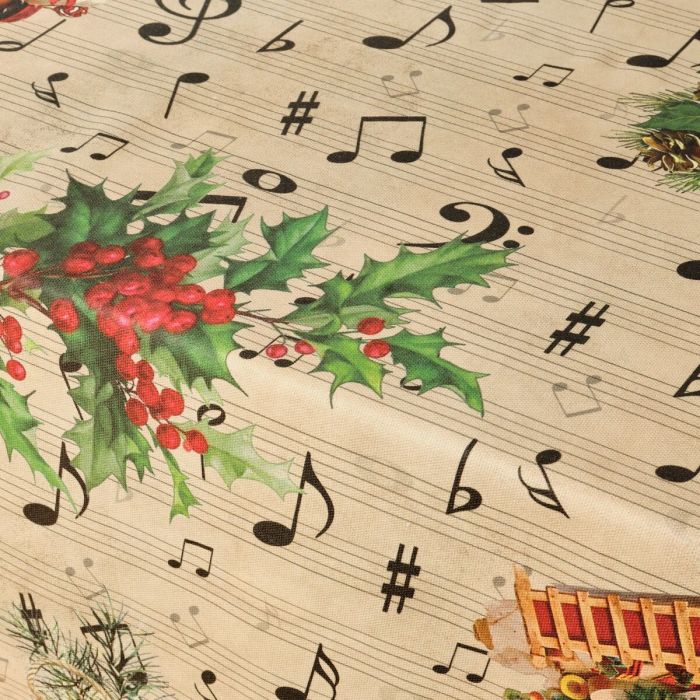 Mantel resinado antimanchas Mauré Christmas Sheet Music 140 x 140 cm 2