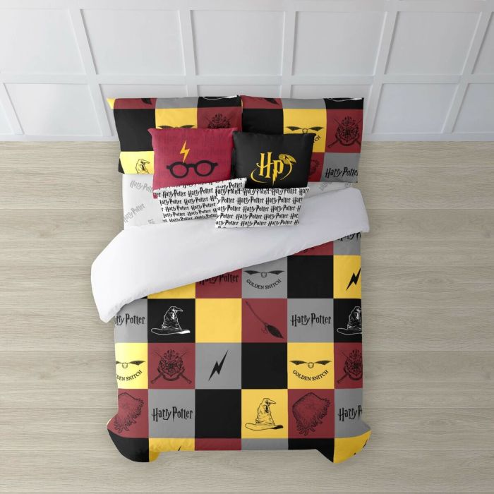 Funda Nórdica Harry Potter Hogwarts Multicolor 175 Hilos 155 x 220 cm Cama de 90