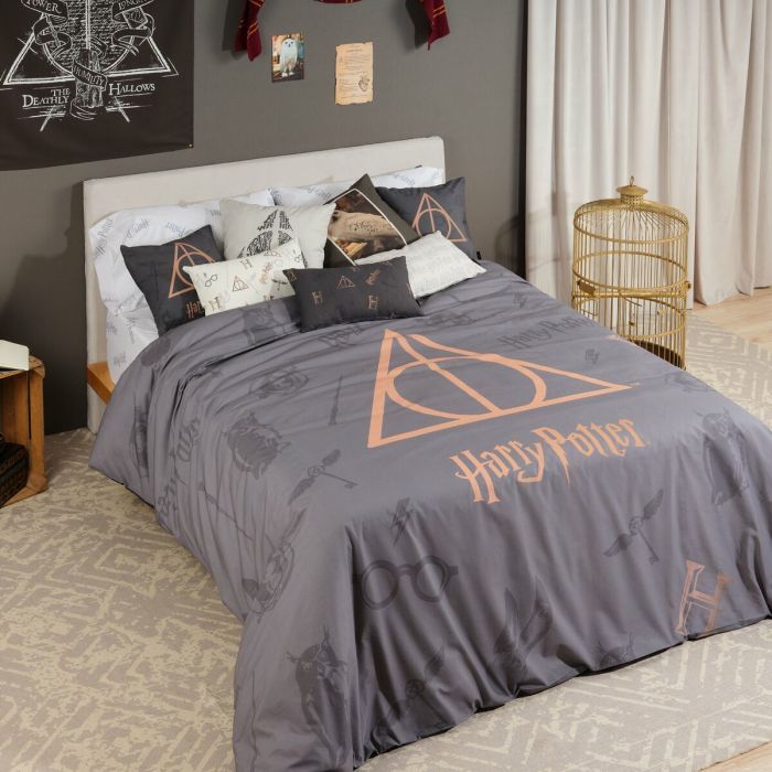 Funda Nórdica Harry Potter Deathly Hallows Multicolor 175 Hilos 155 x 220 cm Cama de 90