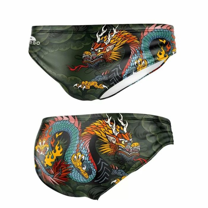 Slip de Hombre Turbo Comic-Dragon Negro Verde oscuro