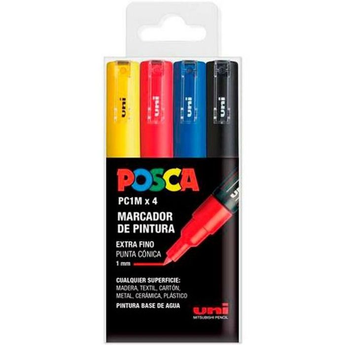 Posca Marcador Pc-1M-4C No Permanente Punta Fina 0.7-1 mm Colores Surtidos Basic -Estuche 4U-