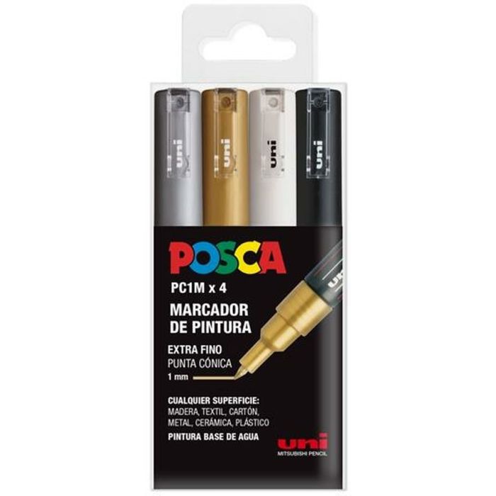 Posca Estuche 4 Marcadores Pc-1M-4C No Permanente Punta Fina 0.7 mm C-Surtidos Bwsg