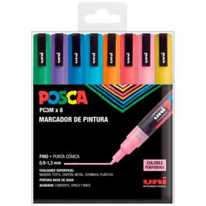 Posca Marcador Pc-3M-8C Pintura No Permanente Punta Cónica 0,9 - 1,3 mm C-Surtidos -Estuche Sp 8-