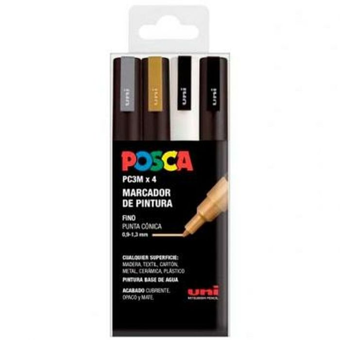 Posca Marcador Pc-3M-4C No Permanente Punta Fina 0.9 mm-1.3 mm Colores Surtidos Gswb -Estuche 4U-