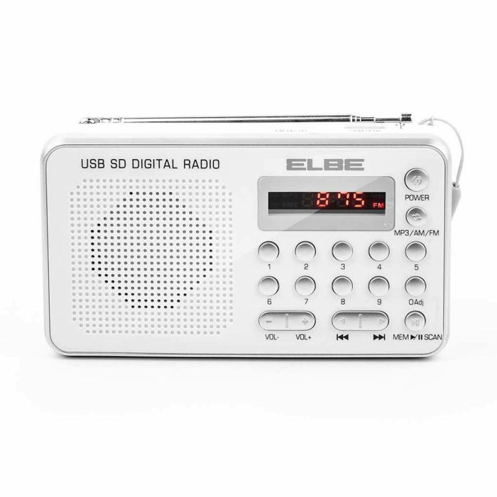 Radio Digital Fm Lector Mp3 Y Usb Batería Recargable ELBE RF-49-USB