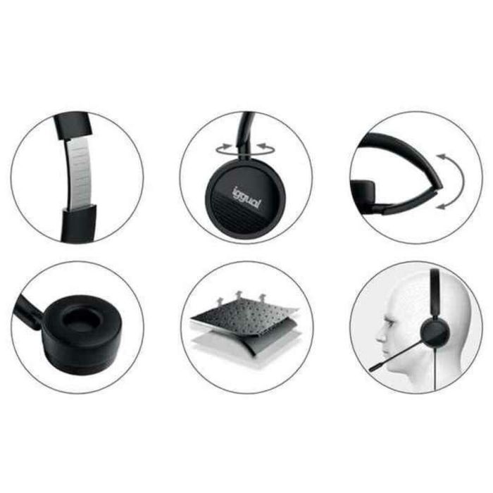 Auriculares con Micrófono iggual Dual Tech Negro 1