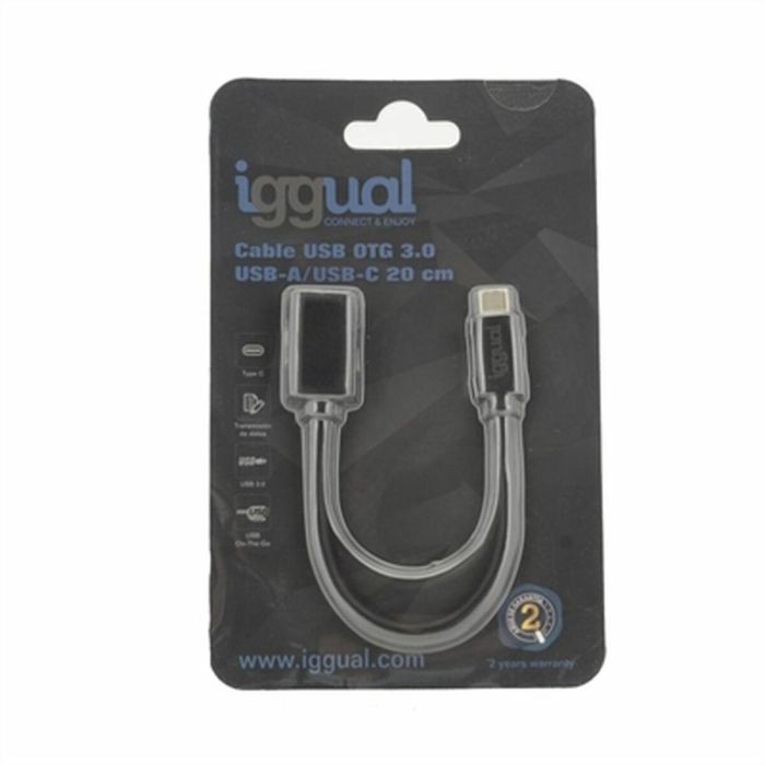 Cable USB-C OTG 3.0 iggual IGG317372 20 cm Negro